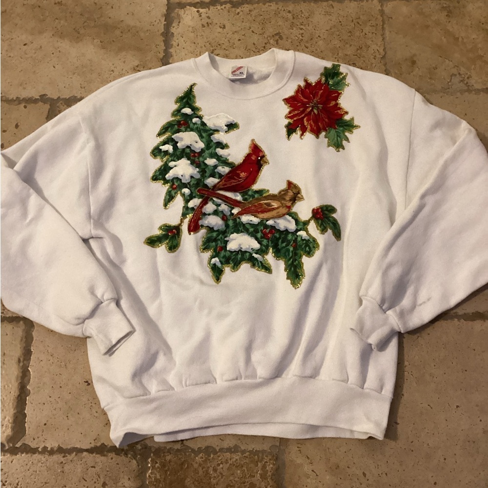 VTG- Jerzee cardinal poinsettias crew neck sweatshirt-SZ XL
PT1